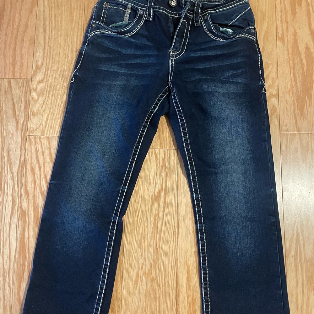 Western Blue men’s jeans dark blue embroidered 30x24 hemmed